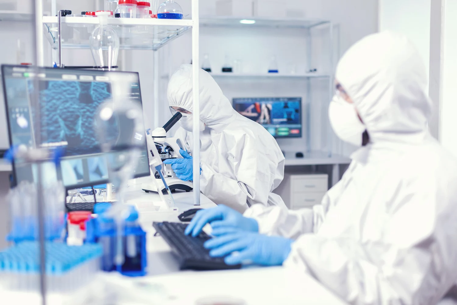 woman researcher carrying out scientific research